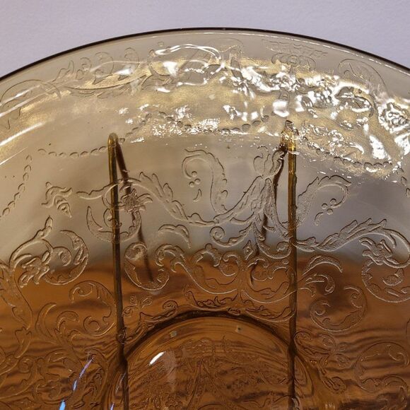 Federal Glass Co. Madrid Golden Glow Depression Glass 11" Footed Console Bowl - Picture 2 of 16